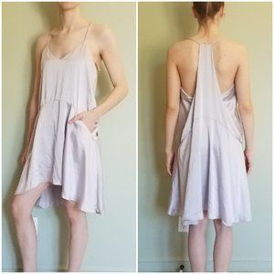 NWT Essue Silver Drape Slip Dress with Pockets